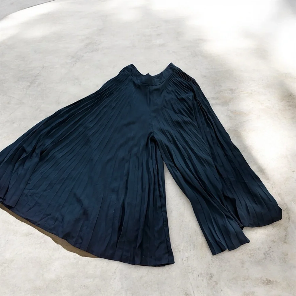 Vintage 1960s Franklin Simon New York Black Pleated Palazzo Wide Leg Pants - Picture 4 of 9